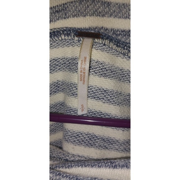 Free People Size Small Striped Cowl Neck Raw Hem Pullover - Picture 6 of 6